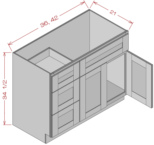 Vanity Sink Base Drawer Cabinets - Shaker White