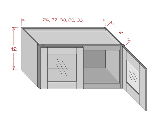 Double Glass Door Wall Stacker Cabinets - Shaker White