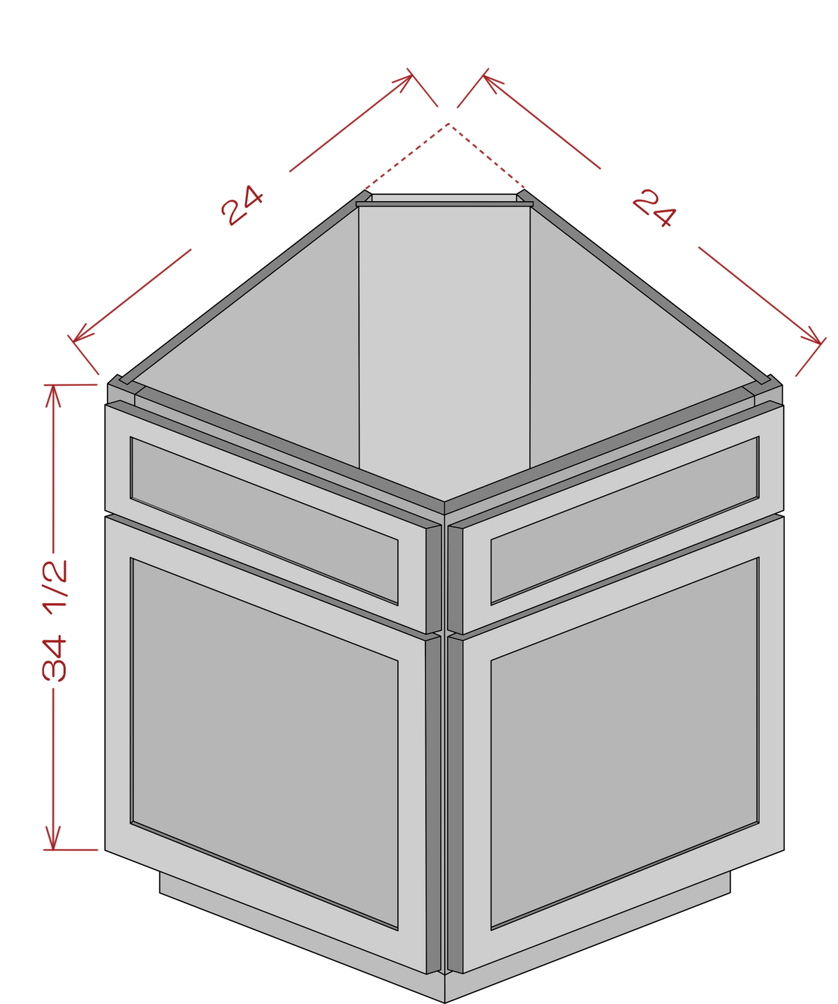 Base Return Angle End Cabinet - Shaker White