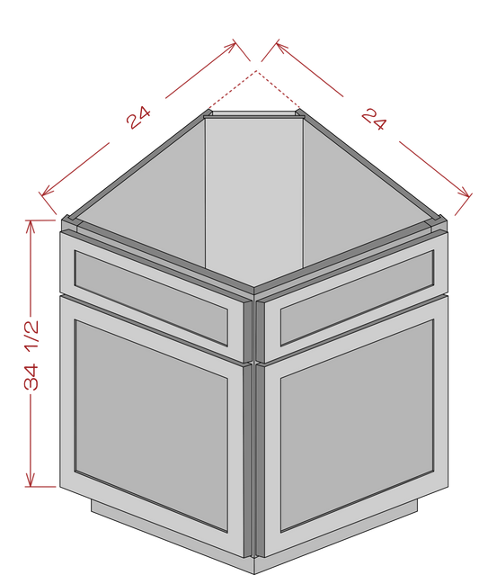 Base Return Angle End Cabinet - Shaker White