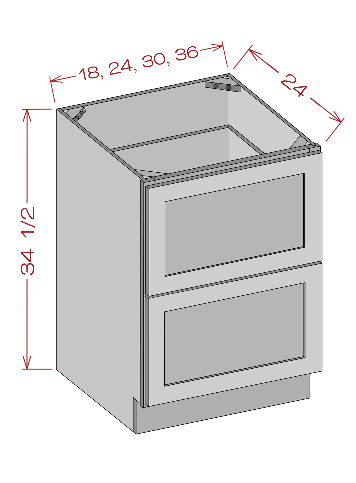 Two Drawers Bases - Shaker White