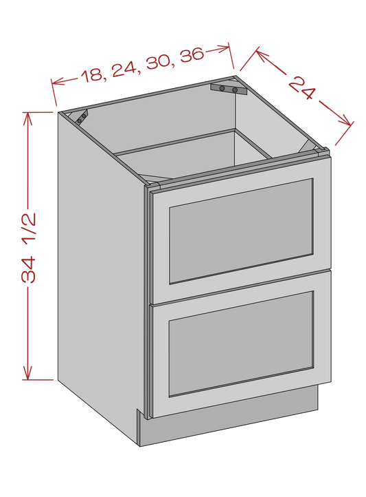 Two Drawers Bases - Shaker Gray