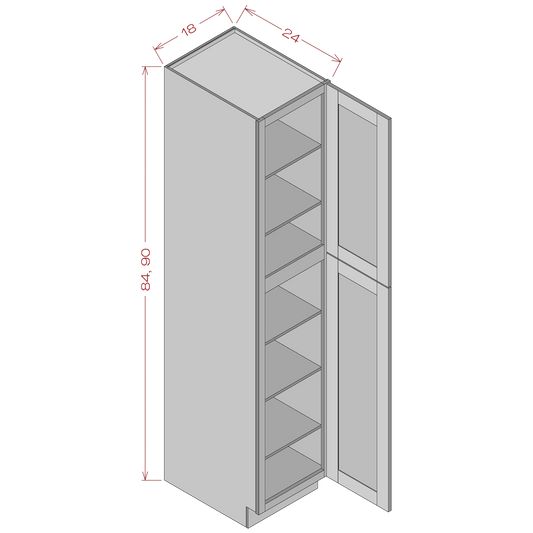 Two Doors Pantry Cabinets - Shaker White