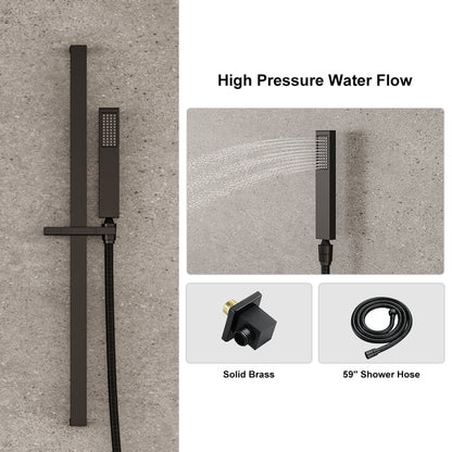 35" Thermostatic Rain Shower System 6 Functions Massage Music Remote Controlled LED