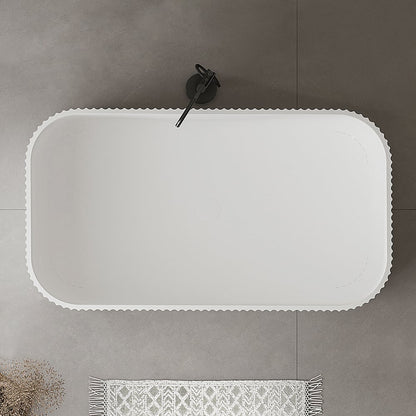 47" Modern Novelty Freestanding Stone Resin Soaking Bathtub White 95.1-Gallon Capacity