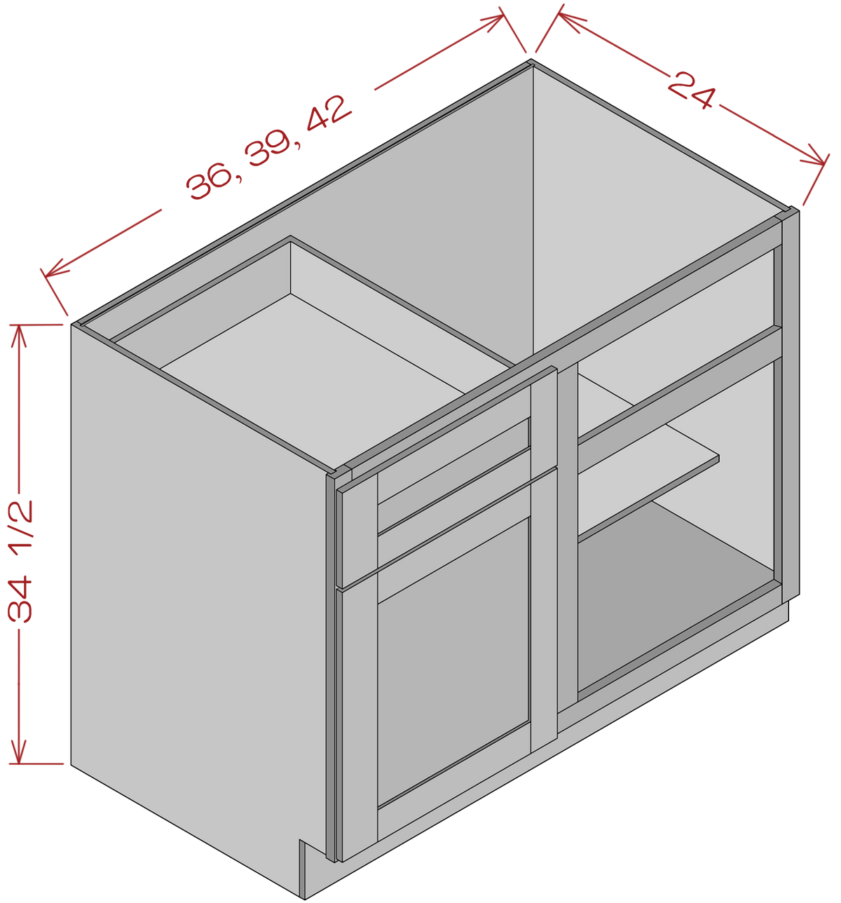Blind Base Corner Cabinets - Shaker White
