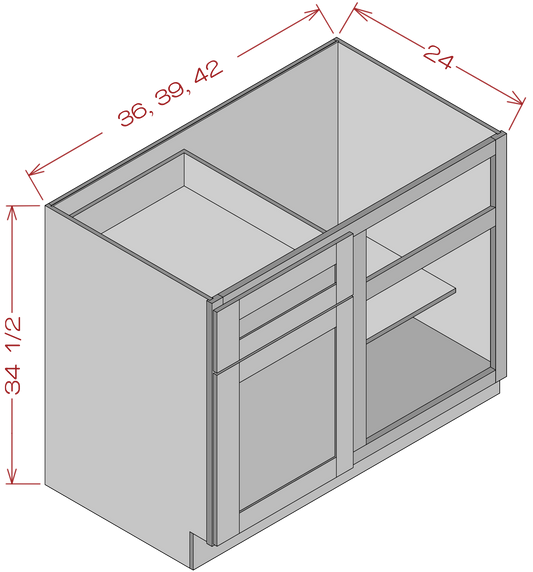 Blind Base Corner Cabinets - Shaker White
