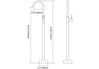 Brewst Modern Style Matte Black Single Handle Freestanding Tub Filler Faucet Solid Brass