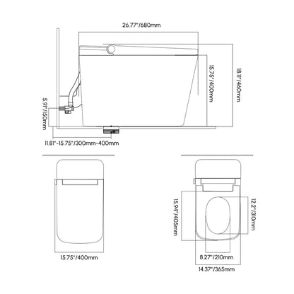Cubera V2 Smart Bidet Toilet with Aromatherapy, Dual Flush 1.32/1.58 GPF
