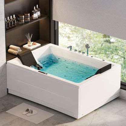 71" Double Whirlpool Bathtub with Temperature Control 118-Gallon Capacity