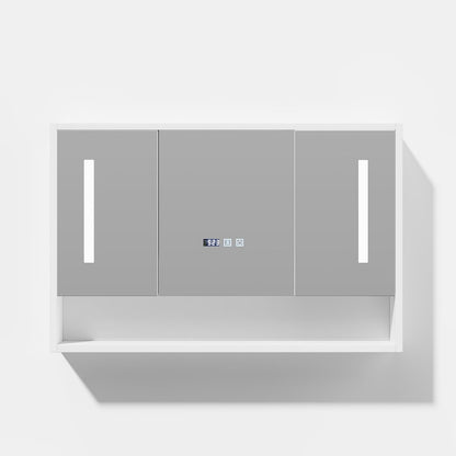 39.4" White Floating Bathroom Vanity Set with LED Medicine Cabinet