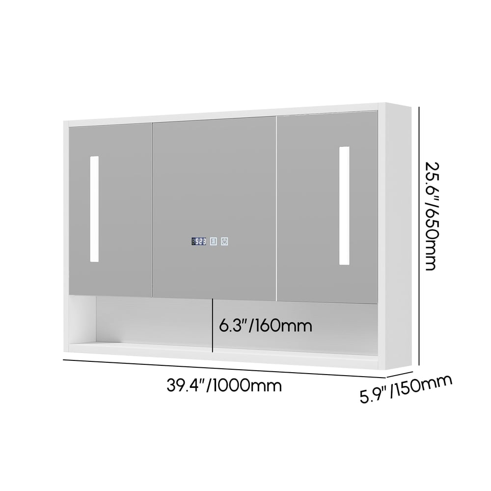 39.4" White Floating Bathroom Vanity Set with LED Medicine Cabinet