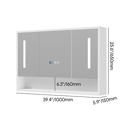 39.4" White Floating Bathroom Vanity Set with LED Medicine Cabinet
