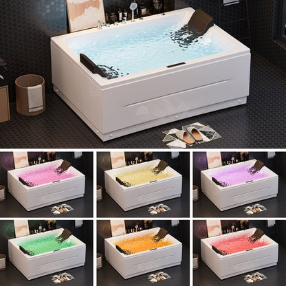71" Double Whirlpool Bathtub with Temperature Control 118-Gallon Capacity