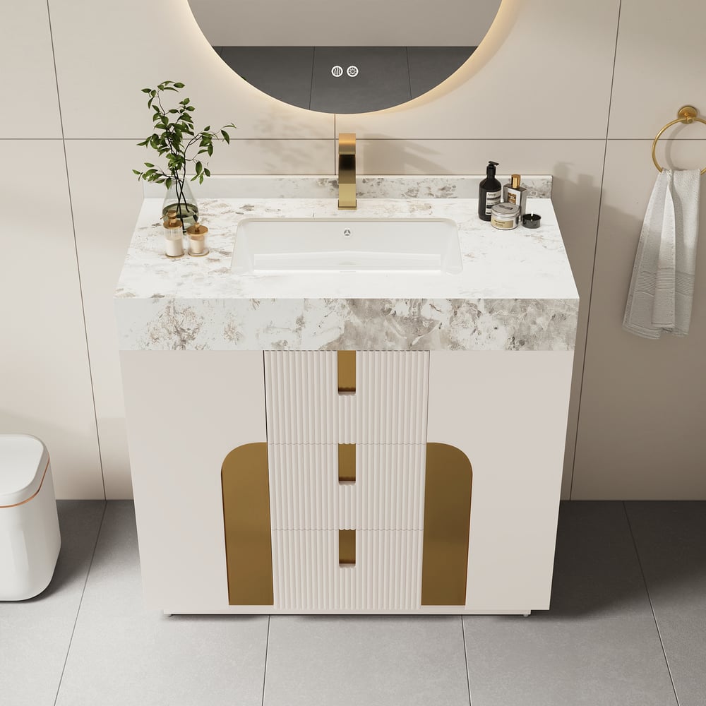36" Artis Freestanding Bathroom Vanity Single Sink Vanity Cabinet Sintered Stone Top