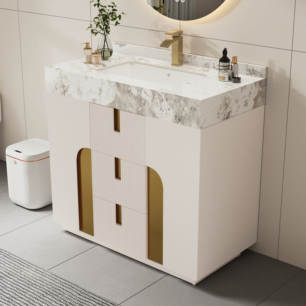 36" Artis Freestanding Bathroom Vanity Single Sink Vanity Cabinet Sintered Stone Top