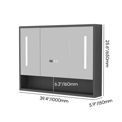 39.4" Black Floating Bathroom Vanity Set with LED Medicine Cabinet