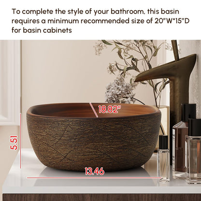 19" Oval Ceramic Bathroom Sink – Matte Glazed Vessel Sink