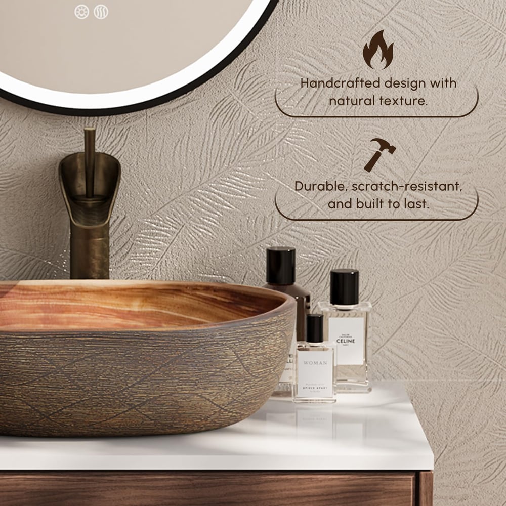 19" Oval Ceramic Bathroom Sink – Matte Glazed Vessel Sink
