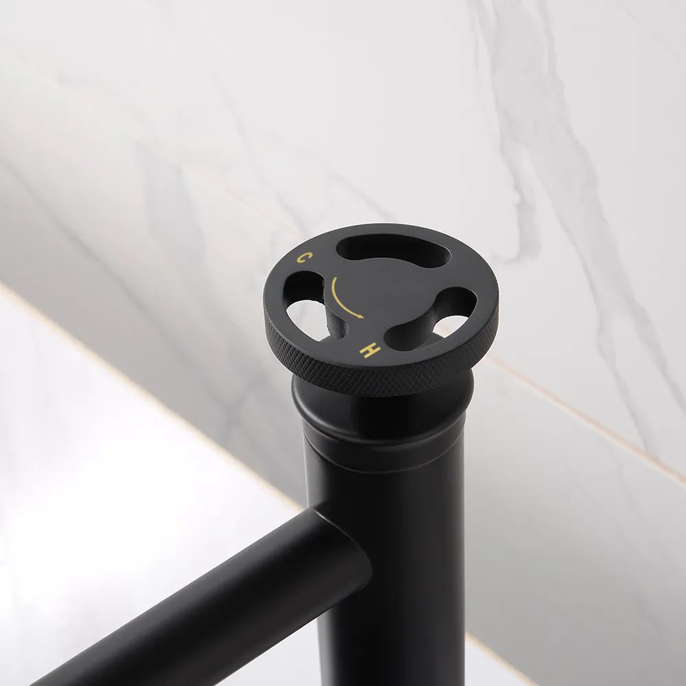 Ruth Industrial Matte Black Single Hole Bathroom Vessel Sink Faucet Single Handle Brass