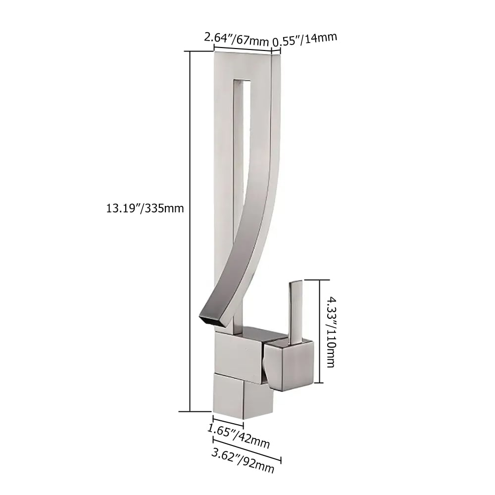 Modern Single Handle 1-Hole Brushed Nickel Bathroom Sink Faucet Waterfall Spout Brass