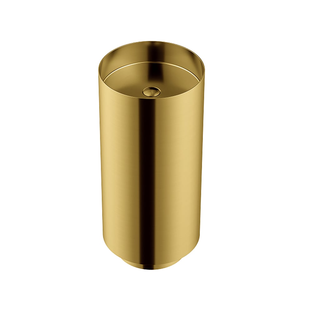 Gold Modern Luxury Round Stainless Steel Freestanding Bathroom Sink Pedestal Sink