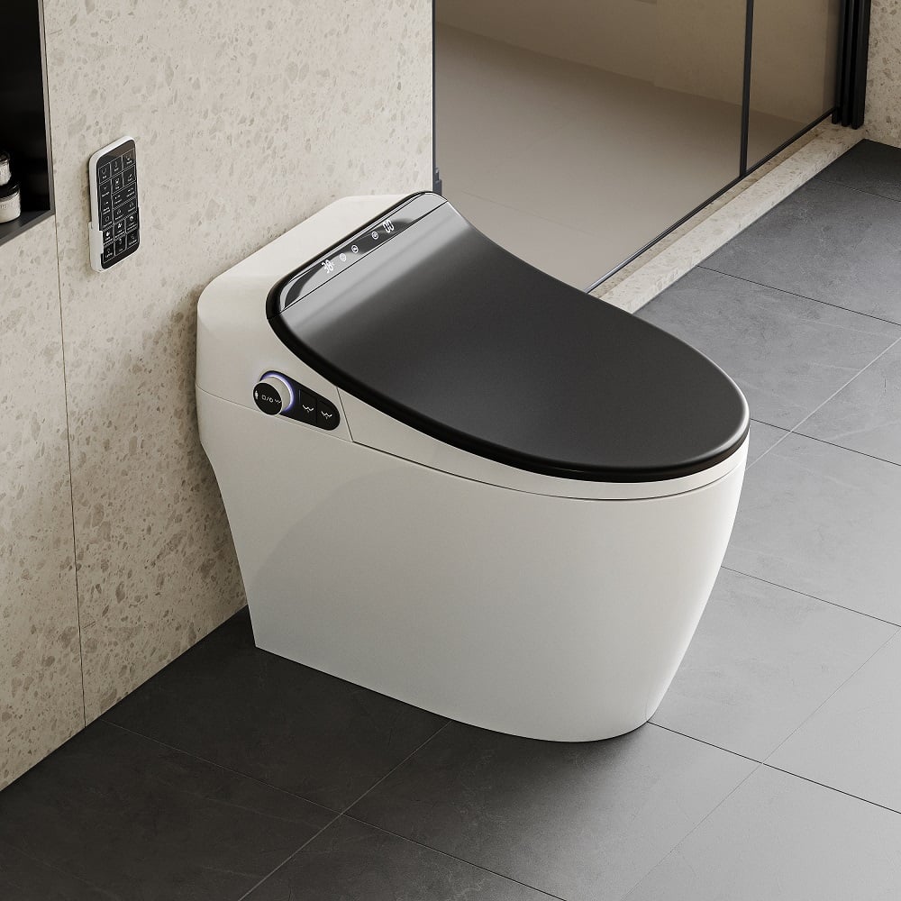 Hynova AX2 Automatic Smart Bidet Toilet with Auto Open/Close Lid Black 1.28 GPF