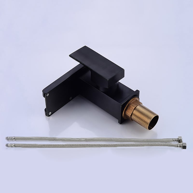 Jess Modern LED Waterfall Single Handle Brass Faucet Single Hole for Bathroom Sinks Black