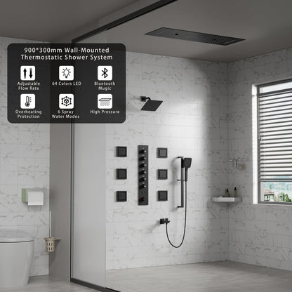 35" Wall-Mounted Intelligent Bluetooth Shower System with Multi-nozzle
