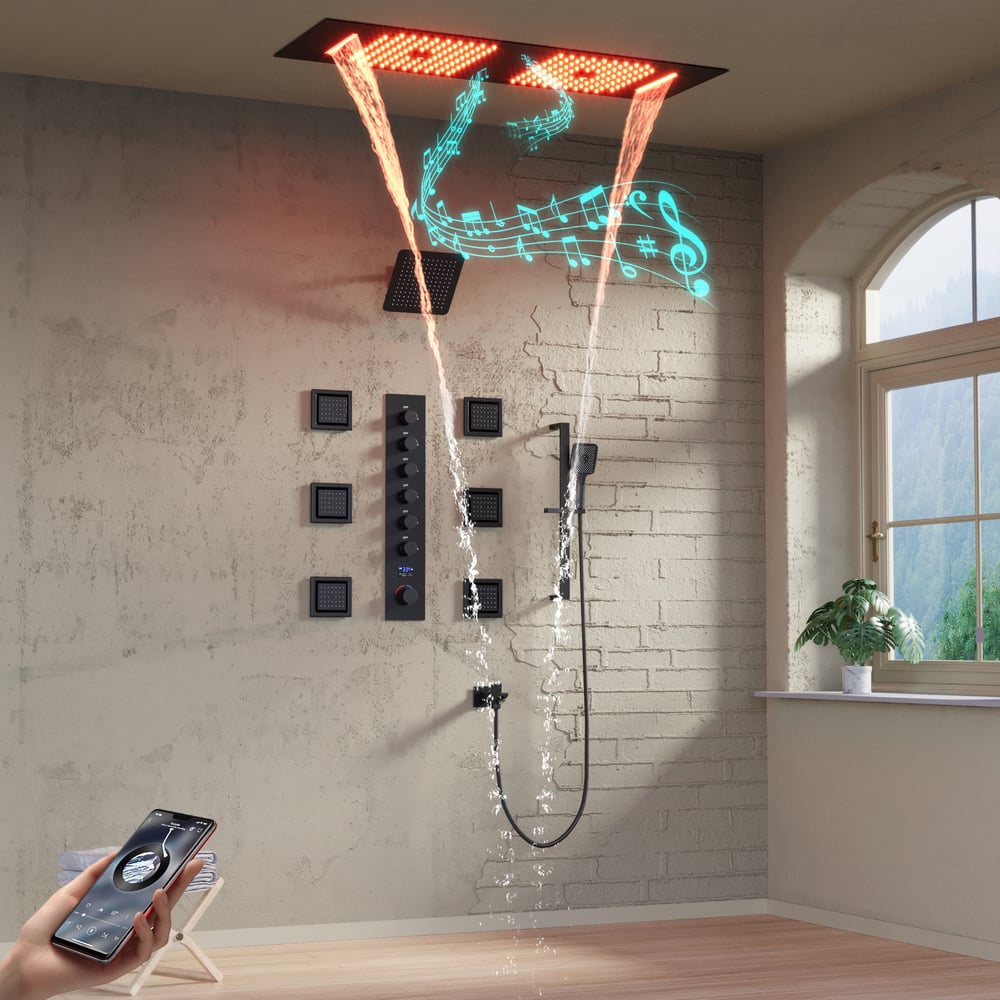 35" Wall-Mounted Intelligent Bluetooth Shower System with Multi-nozzle