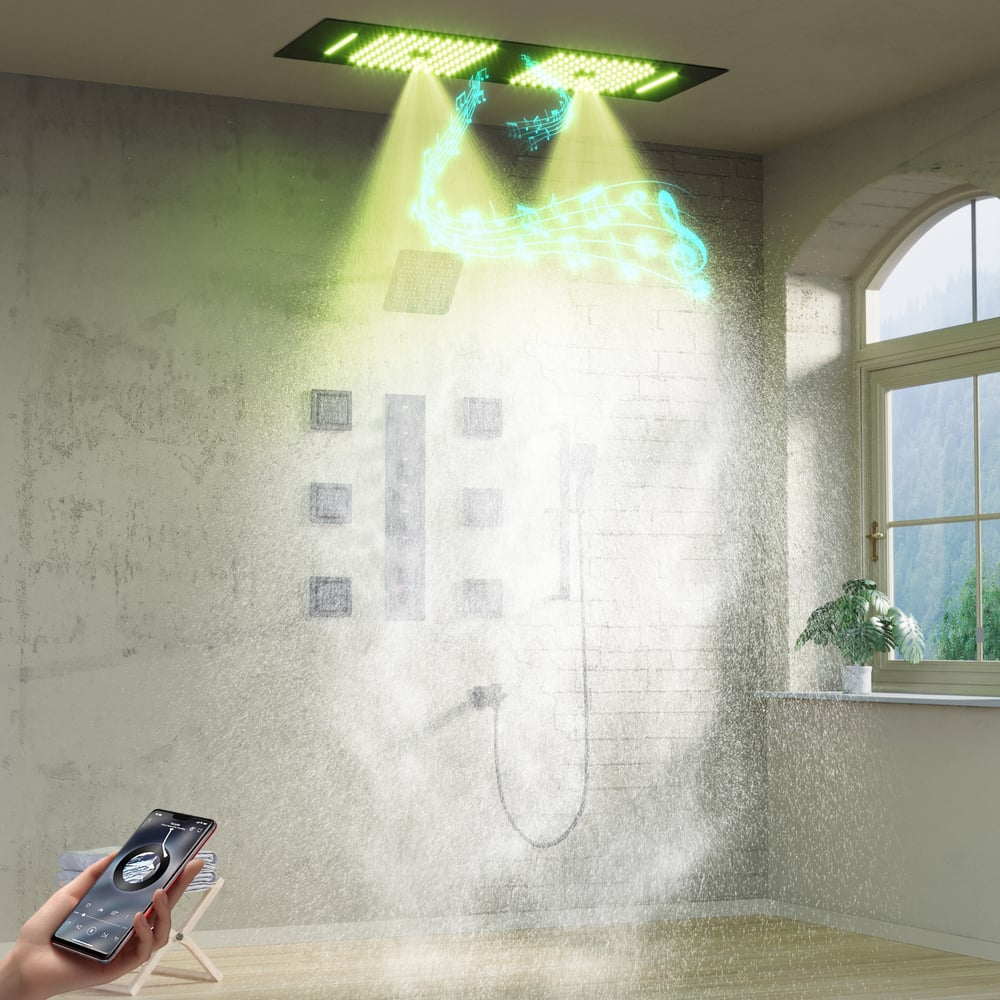 35" Wall-Mounted Intelligent Bluetooth Shower System with Multi-nozzle