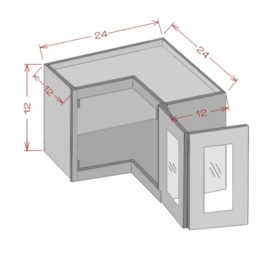 Glass Door Easy Reach Corner Wall Stacker Cabinet - Shaker White