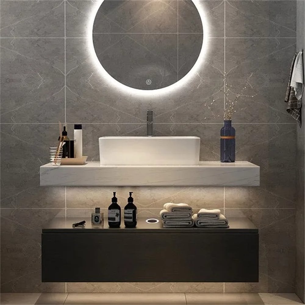 Modena 39.3" Floating Single Bathroom Vanity with Sink, Sintered Stone Top