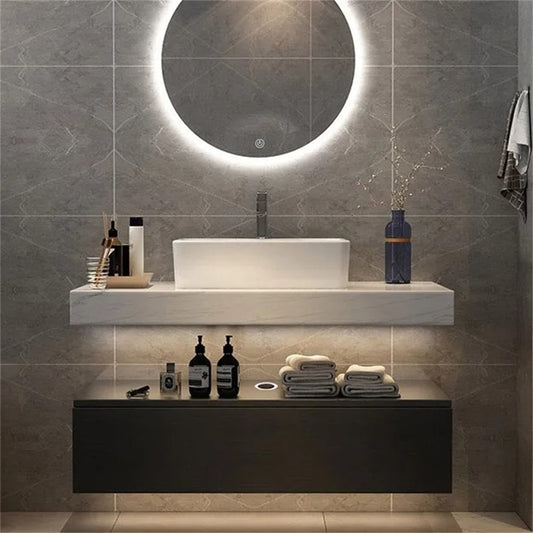 Modena 39.3" Floating Single Bathroom Vanity with Sink, Sintered Stone Top