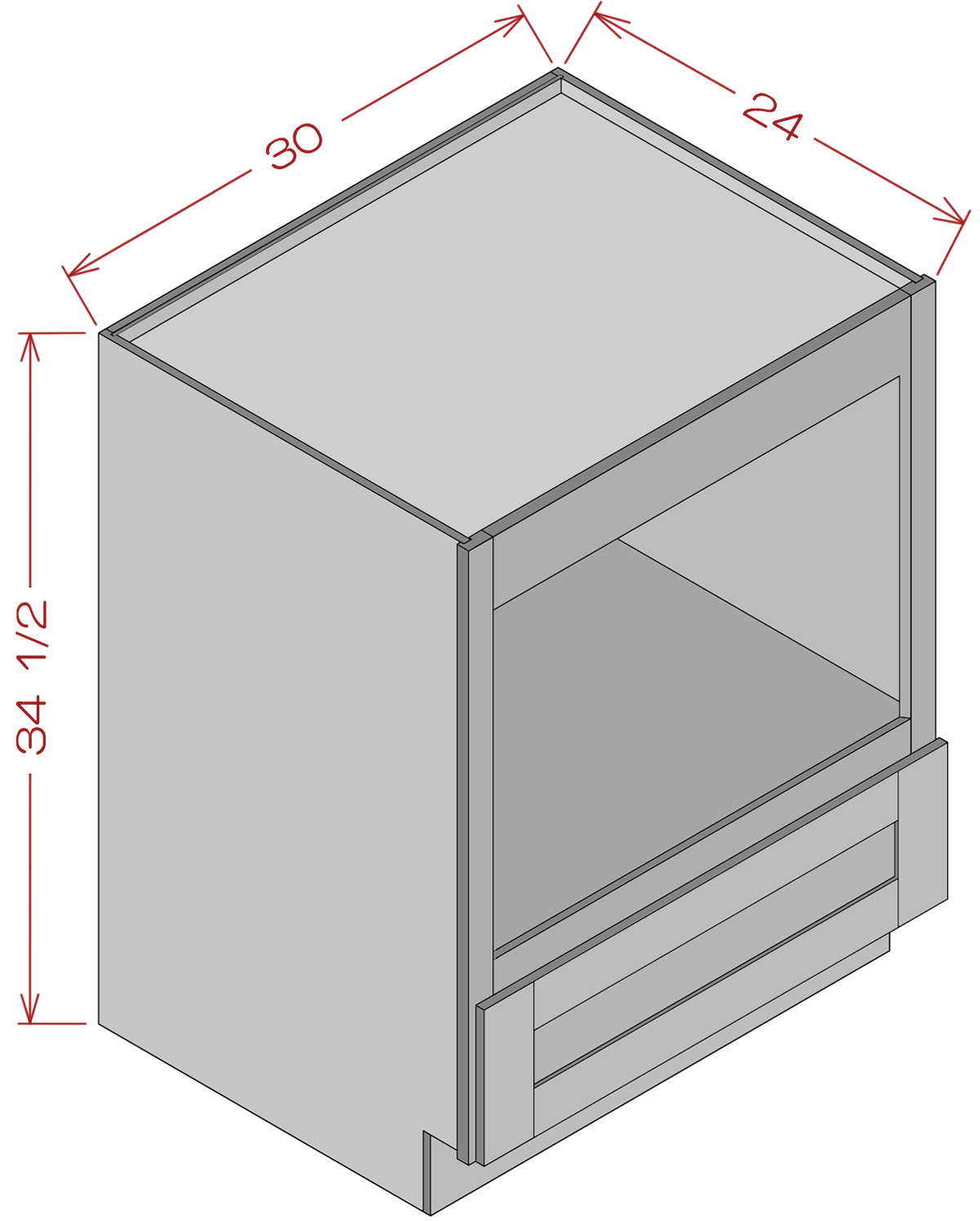 Microwave Base Cabinet - Shaker Gray