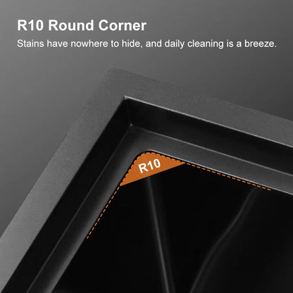 Drop-in Kitchen Sink With High-pressure Cup Rinser Glass Washer Stainless Steel in Black