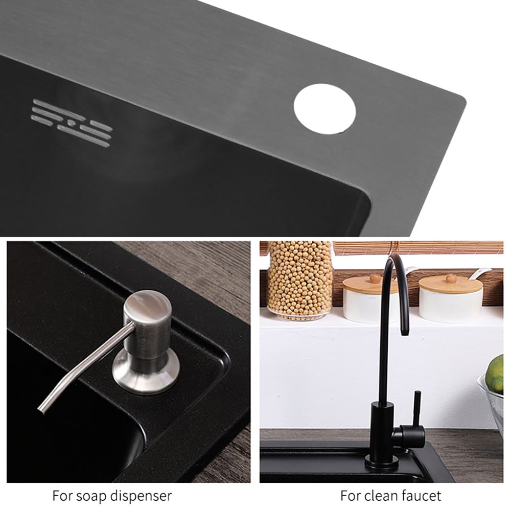 32" Black Stainless Steel Kitchen Sink Double Bowls Drop-In Sink with Drain and Overflow