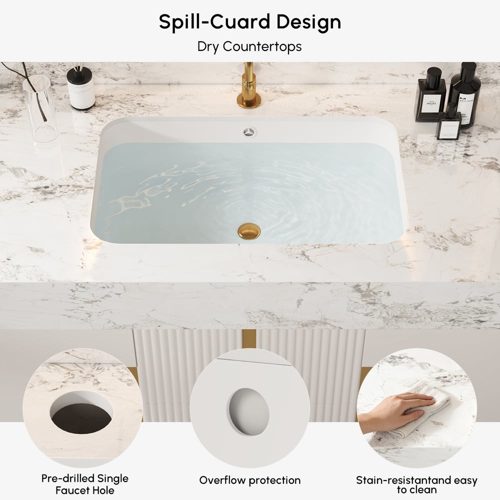 Artis 36" Floating Single Bathroom Vanity with Sink, Sintered Stone Top, Ample Storage