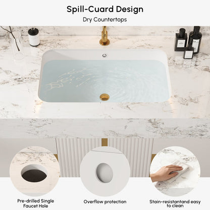 Artis 36" Floating Single Bathroom Vanity with Sink, Sintered Stone Top, Ample Storage