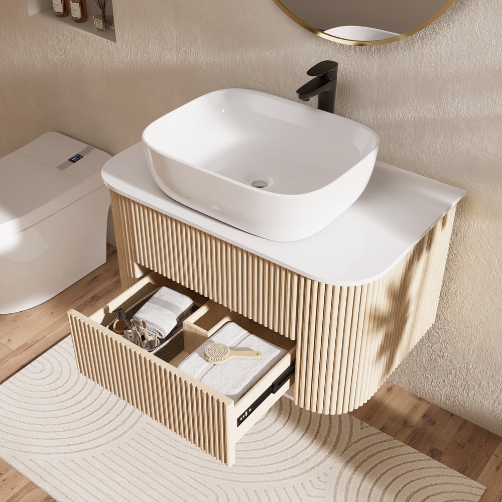 Bathroom Vanity Set 31.5" Modern Floating Sintered Stone Bathroom Vanity with Sink