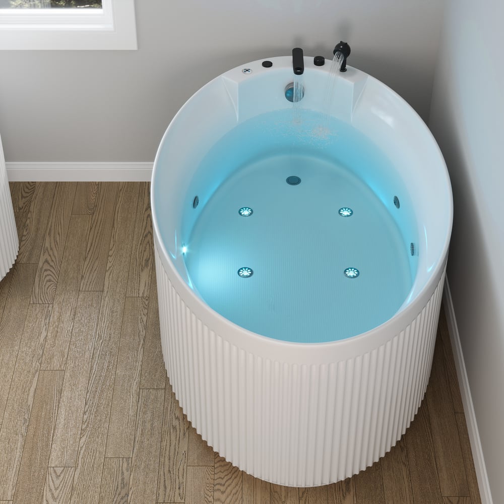 67" Fluted Acrylic Whirlpool Bathtub with Jetted Massage Temperature Control