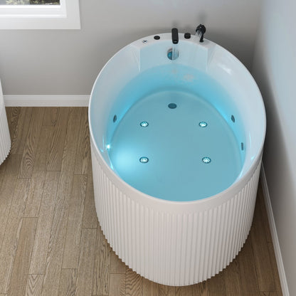 67" Fluted Acrylic Whirlpool Bathtub with Jetted Massage Temperature Control