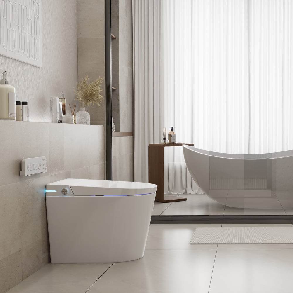 Fitro H2 Pro Compact Smart Bidet Toilet with Built-In Tank, UV Sterilization, 1.32 GPF