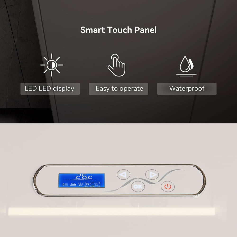 67" 2-Person Whirlpool Bathtub with  33 Massage Jets & 2 LED Waterfall Pillow & Thermostatic Control