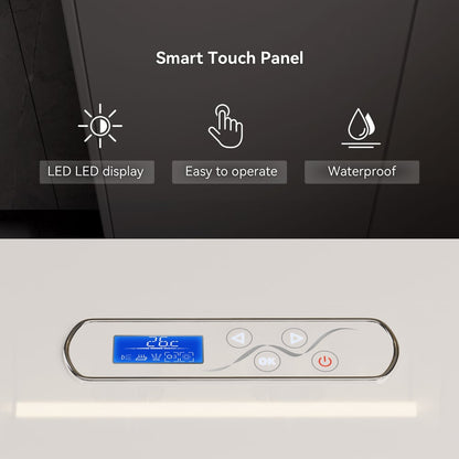 67" 2-Person Whirlpool Bathtub with  33 Massage Jets & 2 LED Waterfall Pillow & Thermostatic Control