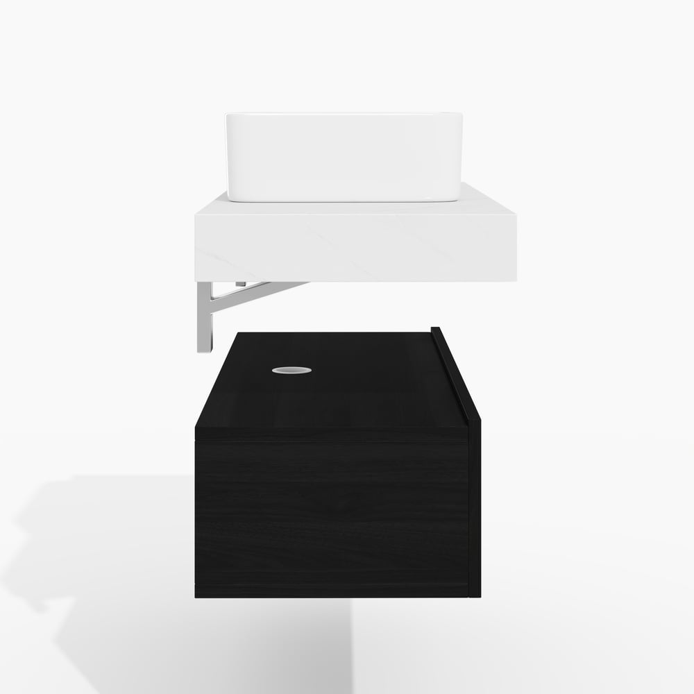 Modena 39.3" Floating Single Bathroom Vanity with Sink, Sintered Stone Top