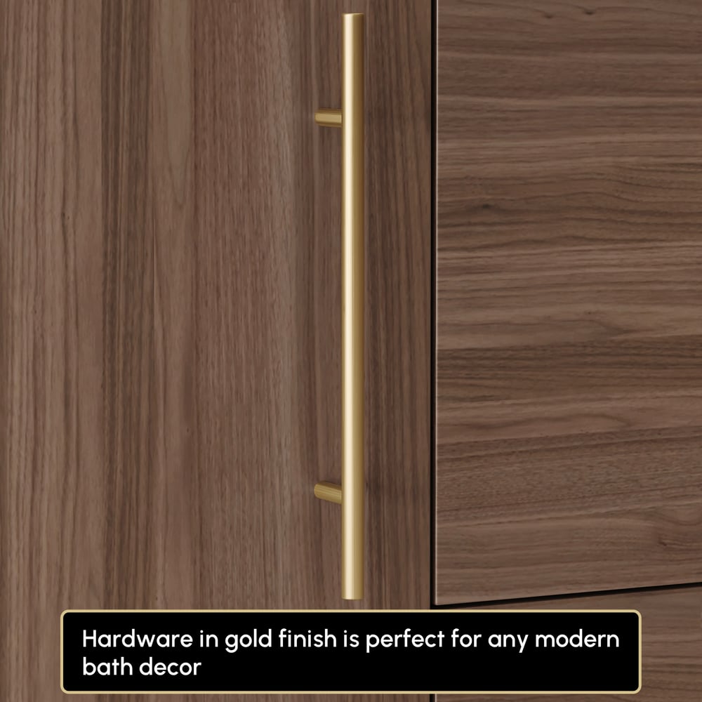 Modern 39" Walnut Sintered Stone Top Bathroom Vanity Set