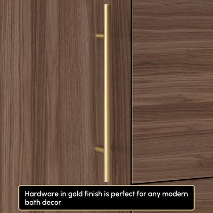 Modern 39" Walnut Sintered Stone Top Bathroom Vanity Set