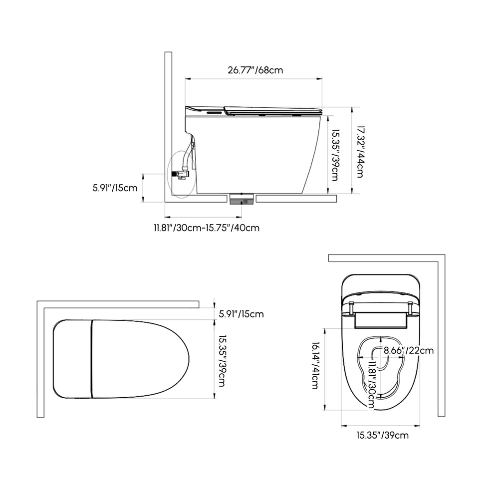 Glowin K2 Smart Bidet Toilet with Built-in Tank, 1.28 GPF