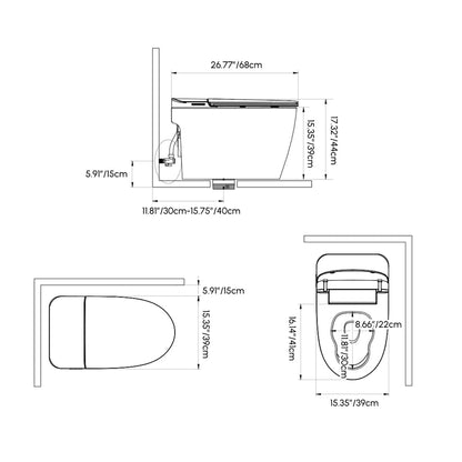 Glowin K2 Smart Bidet Toilet with Built-in Tank, 1.28 GPF